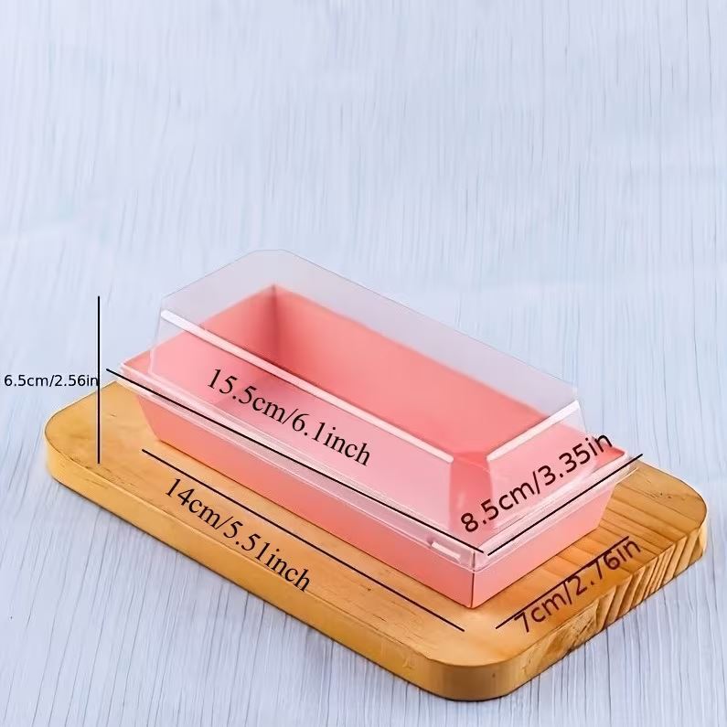 Transparente Dessertbox, 14×7×6,5 cm, rosa, laminiertes Karton, 10 Stk