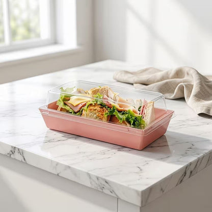 Transparente Dessertbox, 14×7×6,5 cm, rosa, laminiertes Karton, 10 Stk