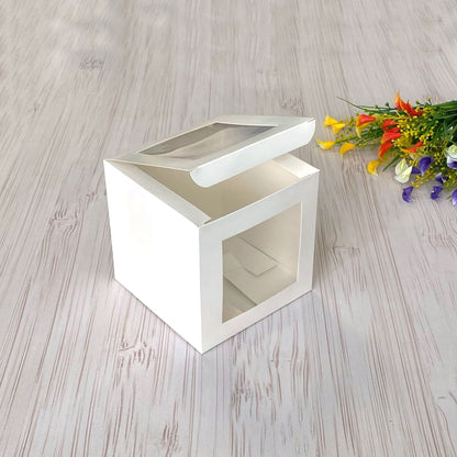 Tortenkarton 15×15×15 cm, mit Fenster, für Osterkuchen und Lebkuchenhaus, 5 Stk
