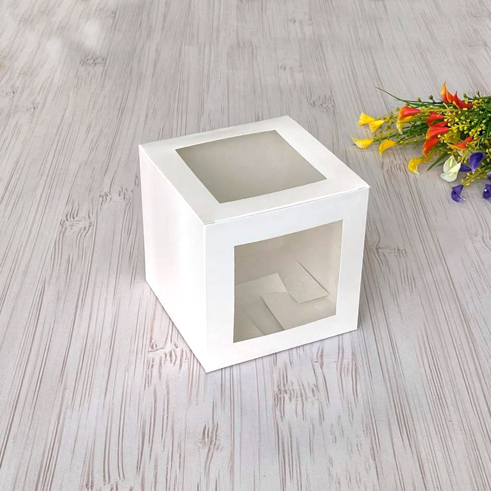 Tortenkarton 15×15×15 cm, mit Fenster, für Osterkuchen und Lebkuchenhaus, 5 Stk