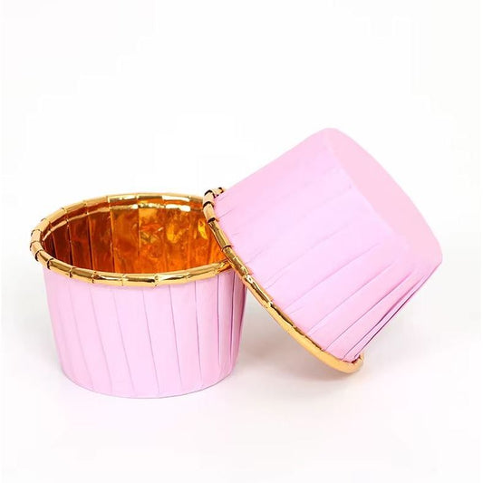 Cupcake / Muffin Backförmchen, 25 Stk – rosa/gold
