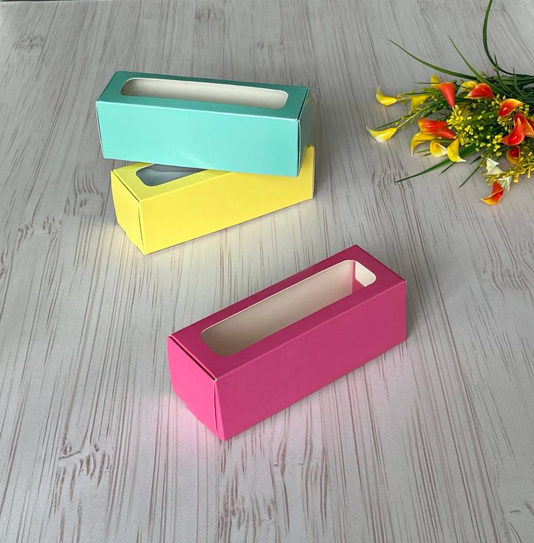 Karton für Macarons Rosa 17×5,5×5,5 cm, 5 Stk