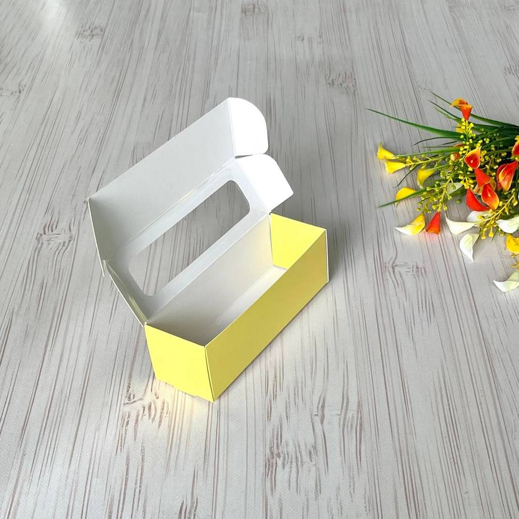 Karton für Macarons Gelb 17×5,5×5,5 cm, 5 Stk