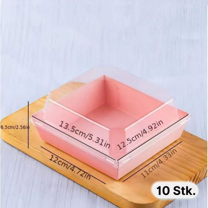 Transparente Dessertbox, 12×11×6,5 cm, rosa, laminiertes Karton, 10 Stk
