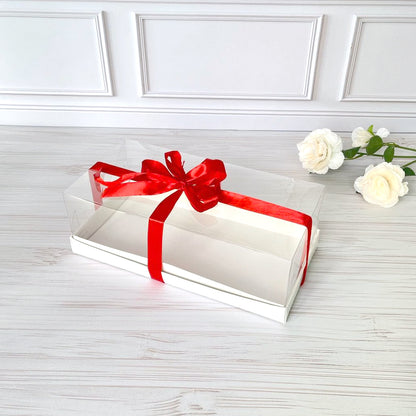 Transparente Kuchenbox 300x150x100 mm (für Biskuitrolle, Stollen)/PET