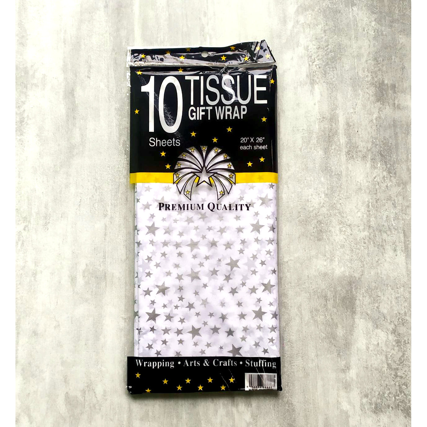 Seidenpapier 50×65 cm (10 Blatt) – Sterne (Silber)