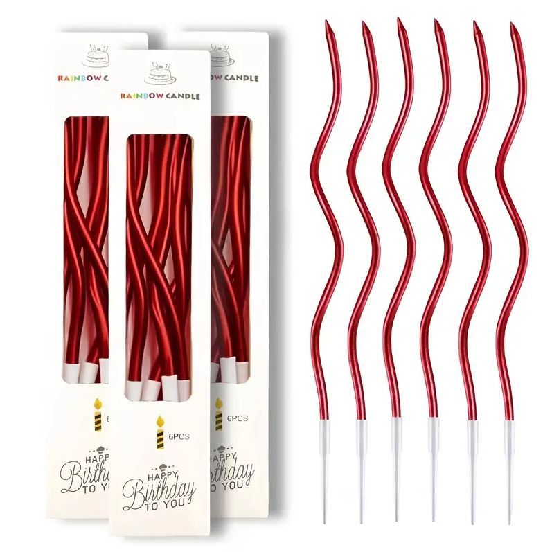 Spiral-Kuchenkerzen in Rot – 11 cm