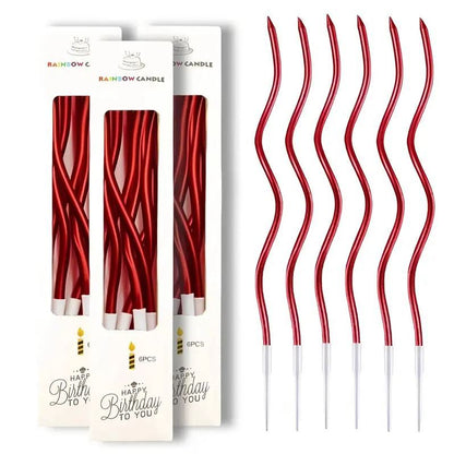 Spiral-Kuchenkerzen in Rot – 11 cm