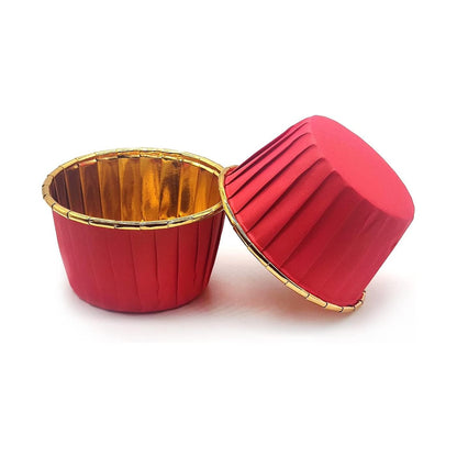 Cupcake / Muffin Backförmchen, 25 Stk – Rot/gold
