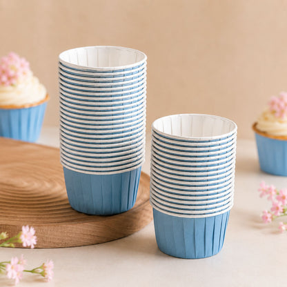 Cupcake / Muffin Backförmchen, 25 Stk – Blau/weiß
