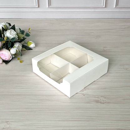 Karton 20x20x6 cm mit Fenster und Trennwänden, 5 Stück