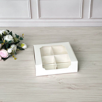 Karton 20x20x6 cm mit Fenster und Trennwänden, 5 Stück