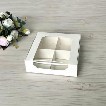 Karton 20x20x6 cm mit Fenster und Trennwänden, 5 Stück