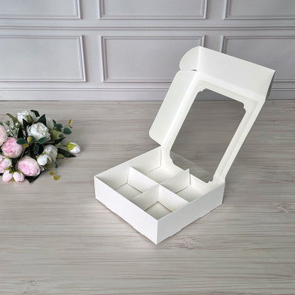 Karton 20x20x6 cm mit Fenster und Trennwänden, 5 Stück