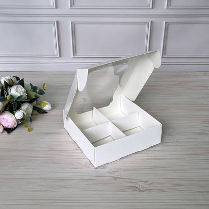 Karton 20x20x6 cm mit Fenster und Trennwänden, 5 Stück