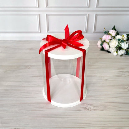 Box Verpackungsschachtel Transparent 20x25 cm Rund Weiß