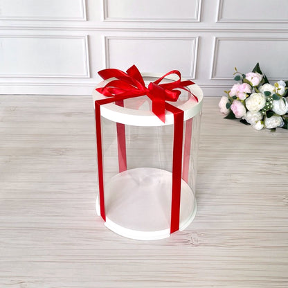 Box Verpackungsschachtel Transparent 20x25 cm Rund Weiß mit Fenster