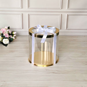 Box Verpackungsschachtel Transparent 20x25 cm Rund GOLD mit Fenster