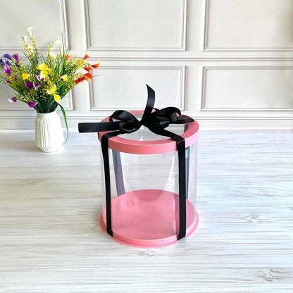 Box Verpackungsschachtel Transparent Rund ROSA