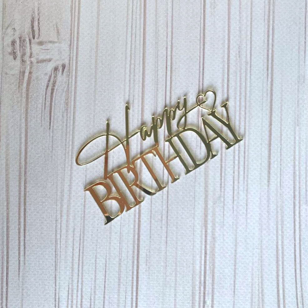 Cake Topper Happy Birthday Gold