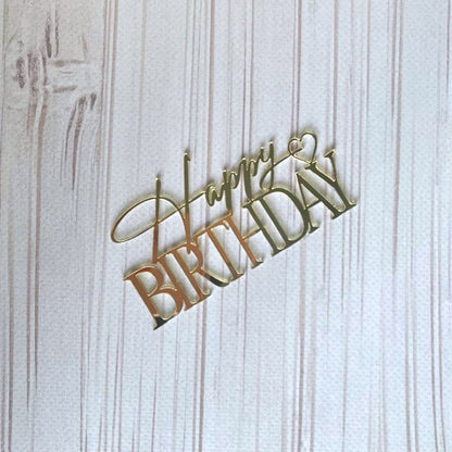 Cake Topper Happy Birthday Gold