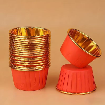 Cupcake / Muffin Backförmchen, 25 Stk – Rot/gold