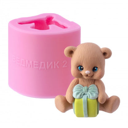 Silikonform Bär mit Geschenk 3D