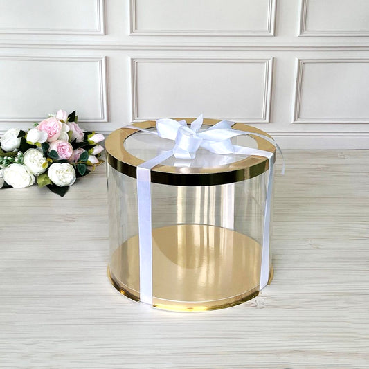 Box Verpackungsschachtel Transparent Rund GOLD mit Fenster