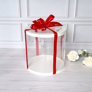 Box Verpackungsschachtel Transparent 25x25 cm Rund Weiß mit Fenster