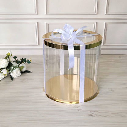 Box Verpackungsschachtel Transparent Rund GOLD mit Fenster