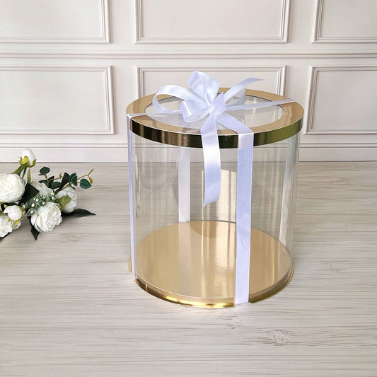 Box Verpackungsschachtel Transparent Rund GOLD mit Fenster