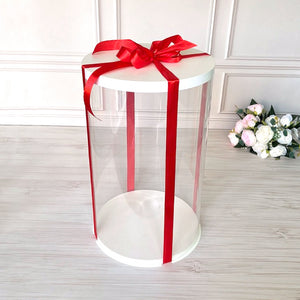 Box Verpackungsschachtel Transparent 30x50 cm Rund Weiß