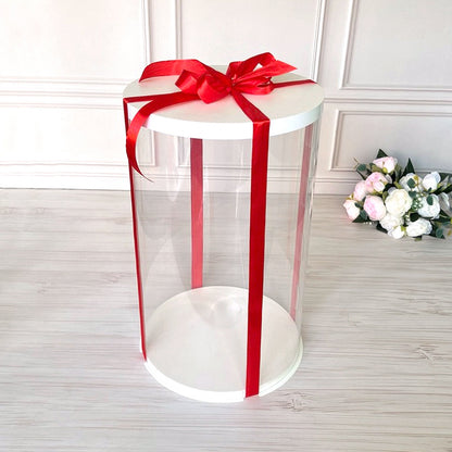 Box Verpackungsschachtel Transparent 25x40 cm Rund Weiß