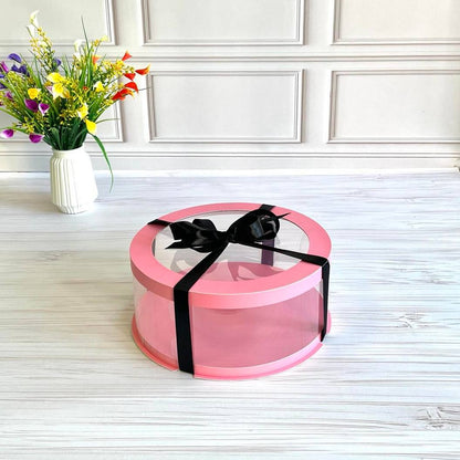 Box Verpackungsschachtel Transparent Rund ROSA mit Fenster