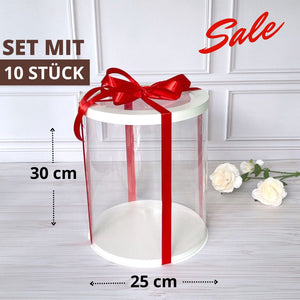 SET 10 Stück! Box Verpackungsschachtel Transparent 25x30 cm Rund mit Fenster