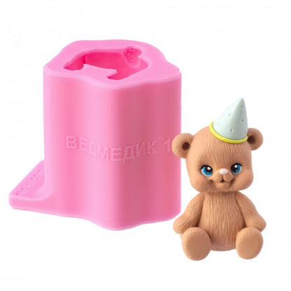 Silikonform Bär mit festlicher Mütze 3D