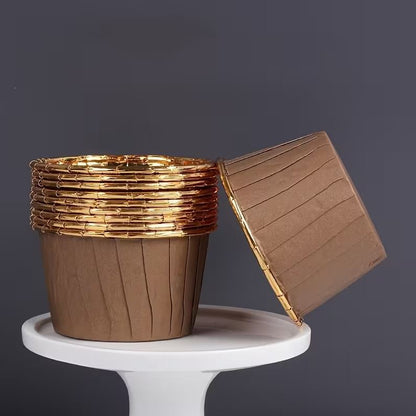Cupcake / Muffin Backförmchen, 25 Stk – Braun/gold
