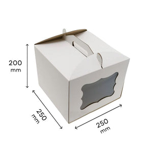 Tortenkartons 250 x 250 х (Höhe 200) mm (5 Stück), mit fenster
