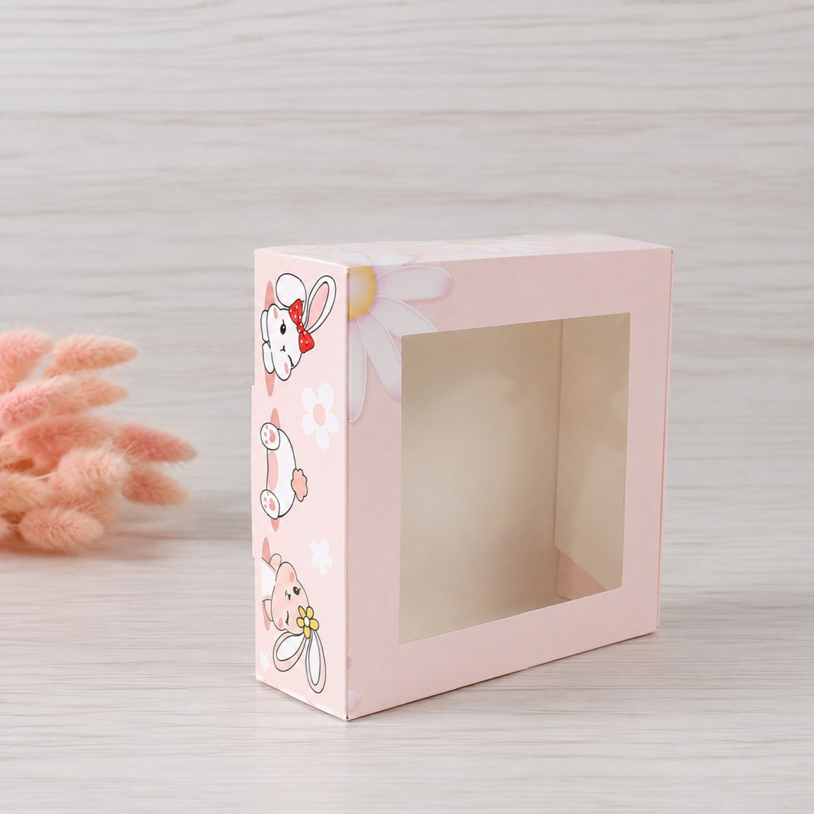 Box für Desserts mit Fenster 20x20x7 cm Häschen, 5 Stück
