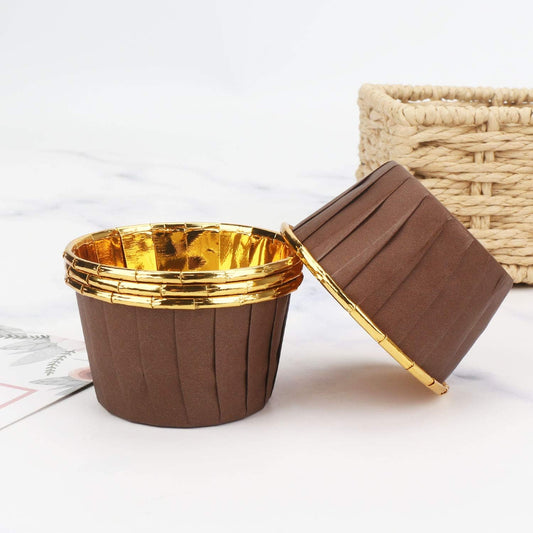 Cupcake / Muffin Backförmchen, 25 Stk – Braun/gold