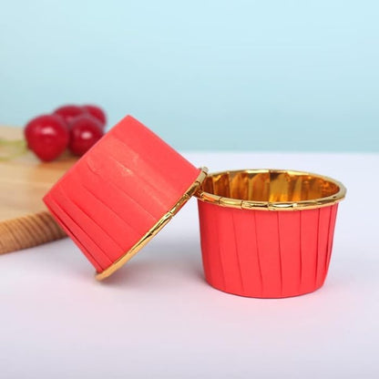 Cupcake / Muffin Backförmchen, 25 Stk – Rot/gold