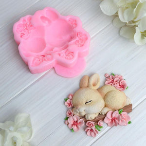 Silikonform Hase auf Zweig 2D