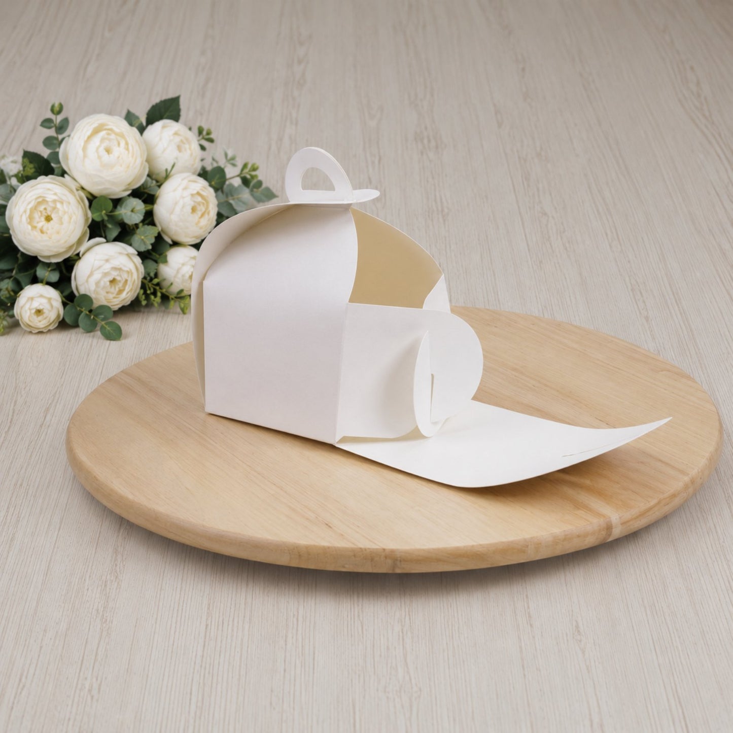 Box für Kuchen mit Griff 110x110x110 mm, Weiß – 5 Stück