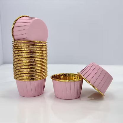 Cupcake / Muffin Backförmchen, 25 Stk – rosa/gold