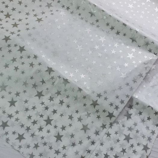 Seidenpapier 50×65 cm (10 Blatt) – Sterne (Silber)