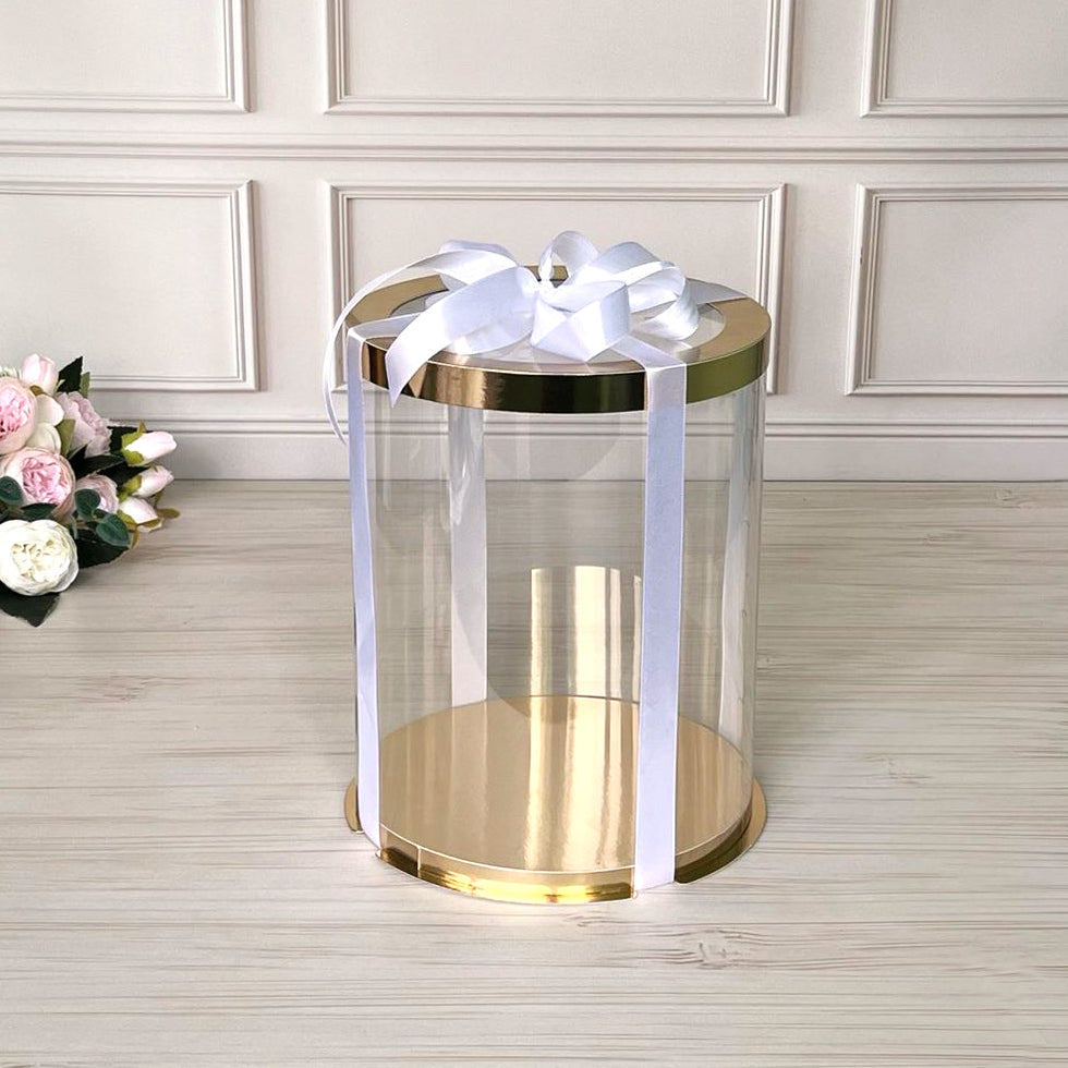 Box Verpackungsschachtel Transparent Rund GOLD