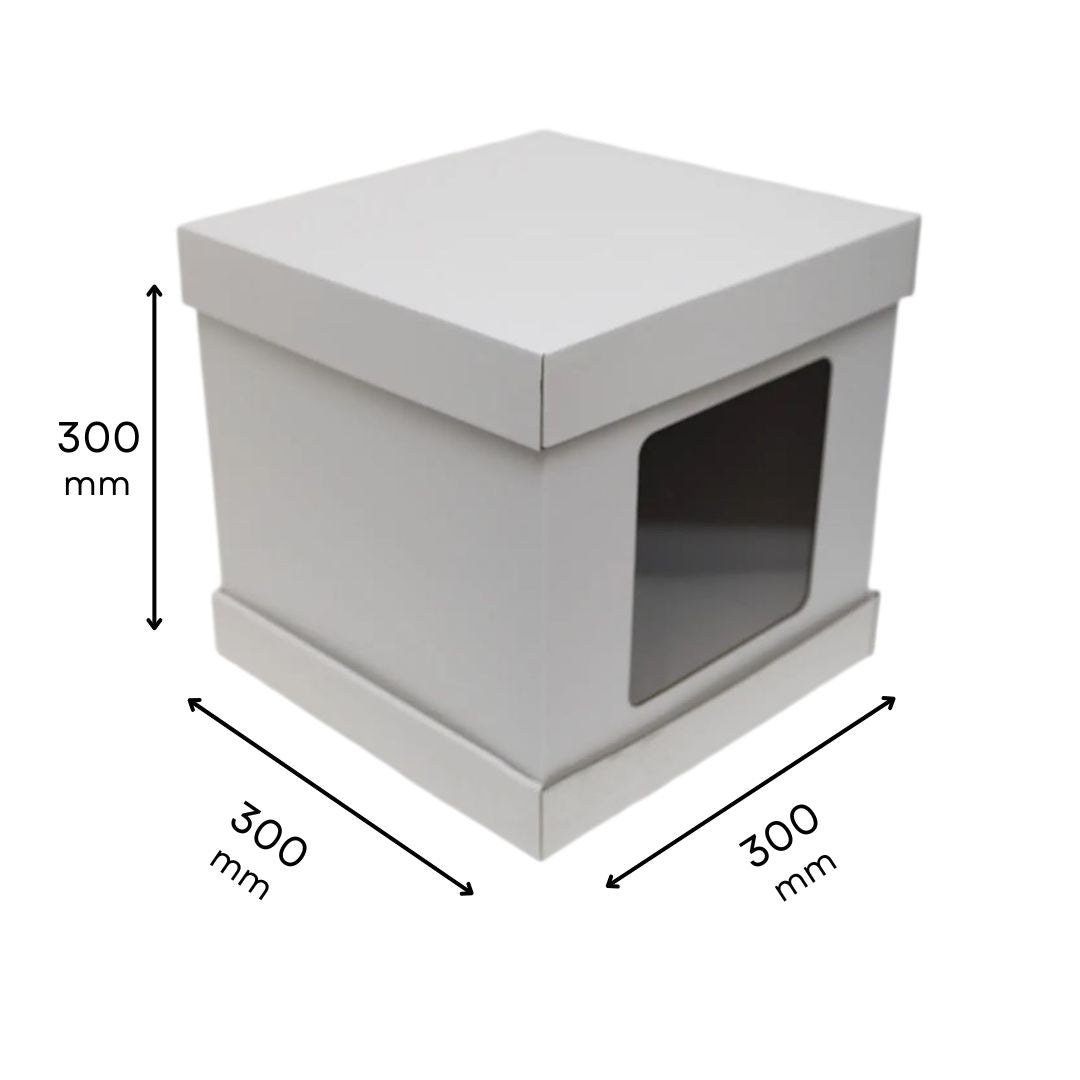 Tortenkarton 300 × 300 × 300 mm (5 Stück), mit Fenster, mit Deckel