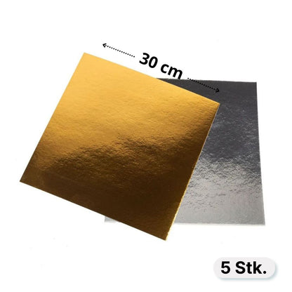 Tortenplatte 30x30, 1mm Gold/Silber - 5 Stk