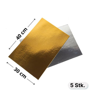 Tortenplatte 30x40, 1mm Gold/Silber - 5 Stk