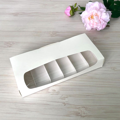 Karton mit Fenster für Eclairs und Eis, 31 x 14,5 x 5 cm, 5 Stk